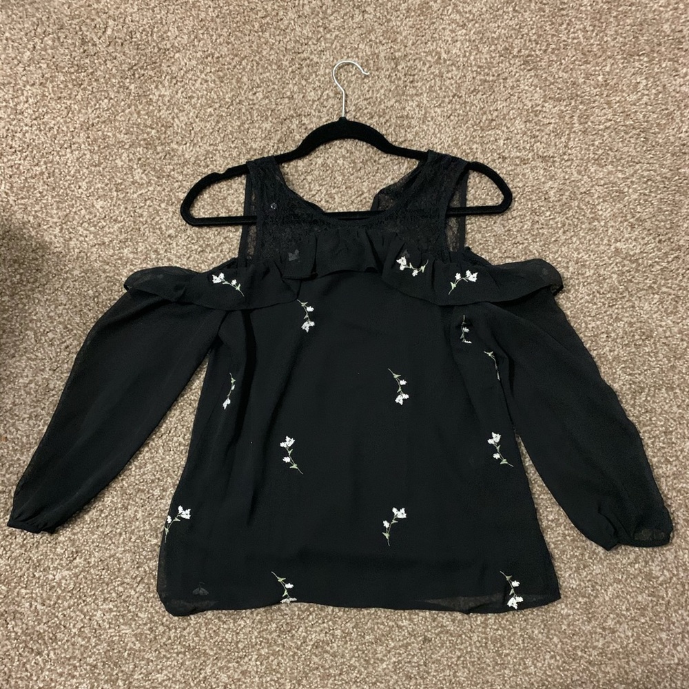 Black sheer blouse with lining